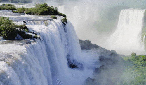 a huge waterfall crashing down as a looping animation