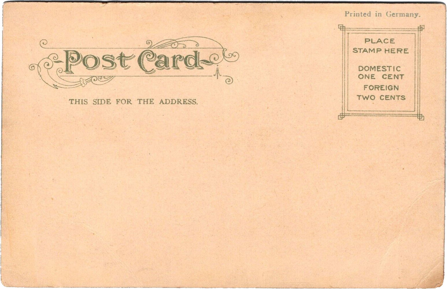 back side of postcard that's empty